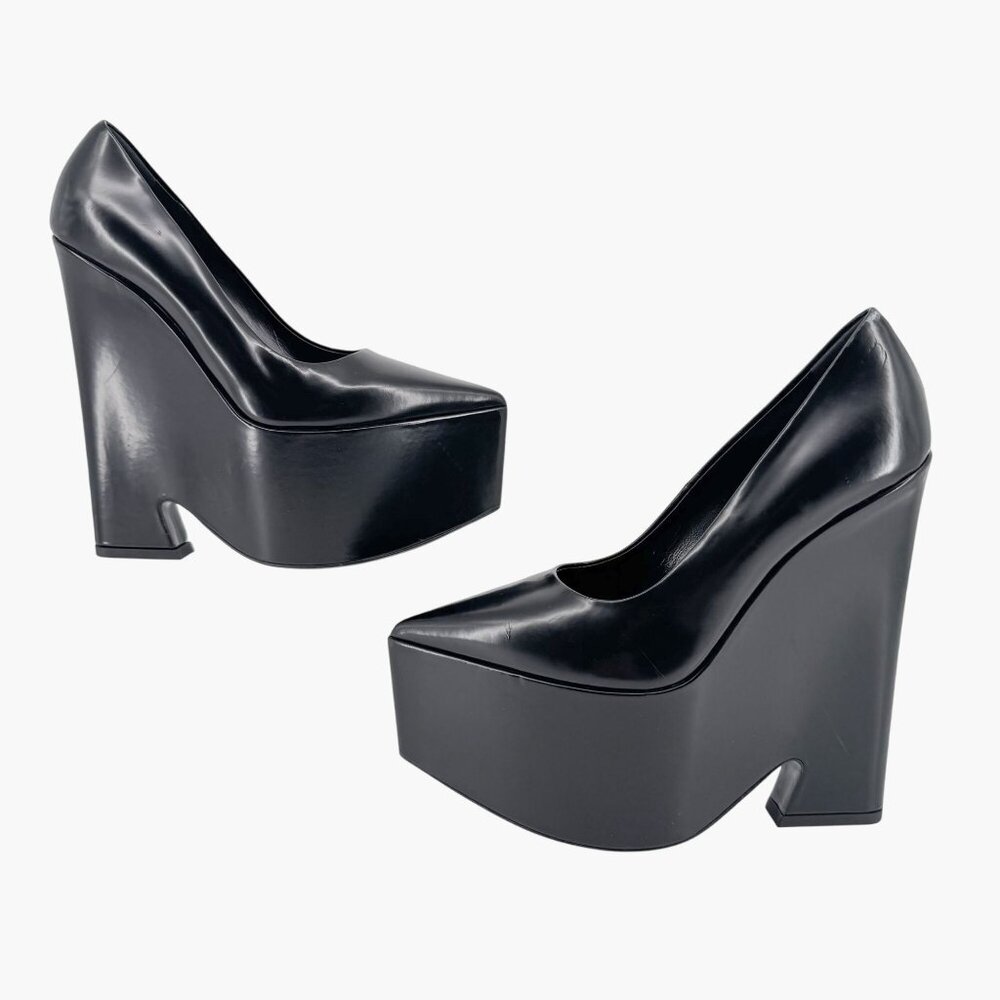 Versace Black Patent Platform Pumps - Picture 8 of 16